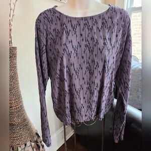 cloth & stone Purple and Black Patterned Blouse With Neck Tie
